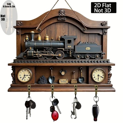 Vintage train pvc wall key - train,