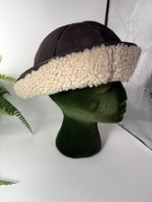 Genuine Vintage Retro Grey Real Sheepskin Hat