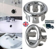 2Pcs Bathroom Basin Sink Overflow Ring Chrome Hole Cover Cap Inserts,Round.