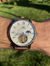 Men's Stainless Steel Silver Skeleton Watch Automatic Wristwatch