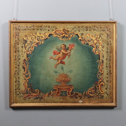 Antique painting overdoor oil - overdoor,