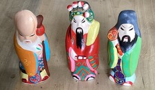 Vintage 3 Chinese Gods Prosperity, Longevity Good Luck-Fu Lu Shou Xing Clay Set