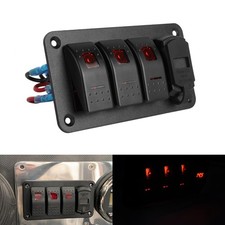 3 Gang Red LED Rocker Switch