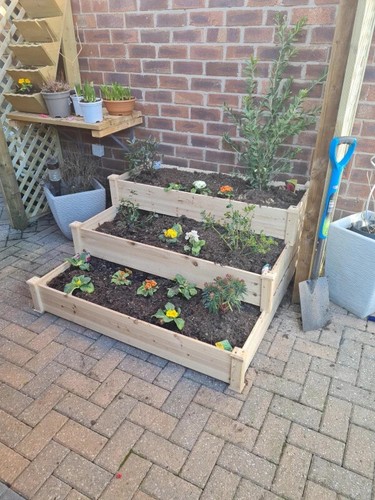 3tier wooden raised planter - wooden,