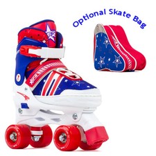 SFR Spectra Adjustable Kids Quad Roller Skates Red/Blue - Optional Skate Bag
