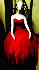 FANCY DRESS LYDIA BEETLEJUICE WEDDING DRESS MOVIE COSPLAY LOOK RED SIZE 6