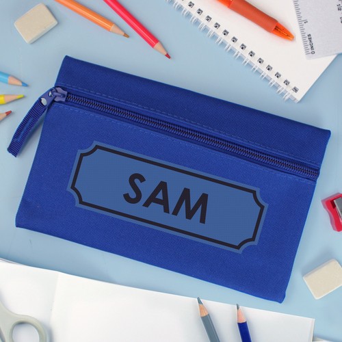 Personalised blue pencil case - personalised,