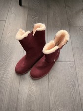 Women’s Emu Waterproof Boots Size UK 6 Claret Suede Sheepskin