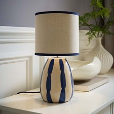 Navy Ceramic Stripe Table Lamp