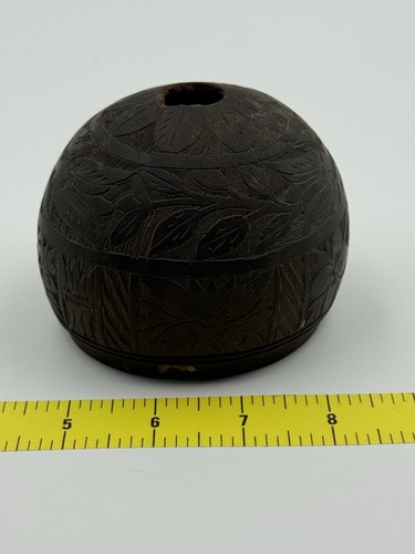Antique hand carved coconut - hand-carved,