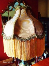 Drawing Room, Victorian  beaded lampshade. gold & caramel, metalic braids 15"