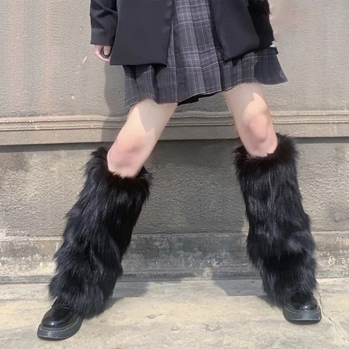Faux fur leg warmers warm - fur,