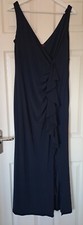 Debut Debenhams Full Length Dress - Size 14 - Royal Blue with Slit -