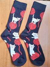 Novelty Cat Socks Red Wool Yarn Ball Kitten Pet Animal Feline Kitty Knitting