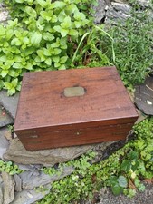 Antique Wooden Writing Lap Desk Slope Box Campaign 14 X 9.5 X 5.75"