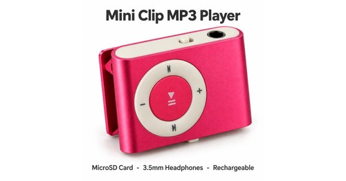 Mini clip mp3 player pink - clip,