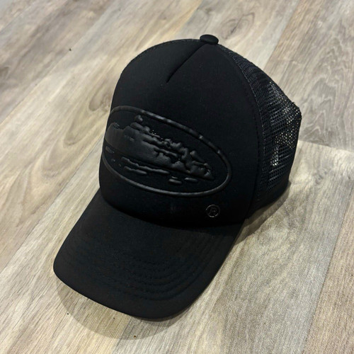 Corteiz black trucker hat - black, cap