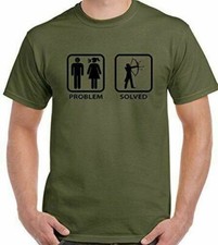Archery T-Shirt Problem Solved Mens Funny Bow Arrow Target Equipment Club 