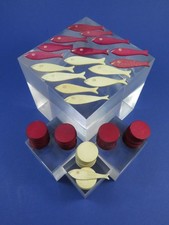 Antique Carved Fish Shaped Gaming Counters & Others Stained Red & White 107 pcs