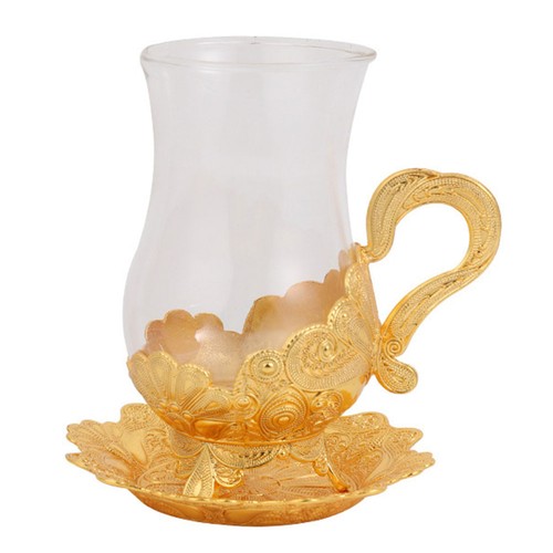 Glass coffee cup saucer zinc - glass,