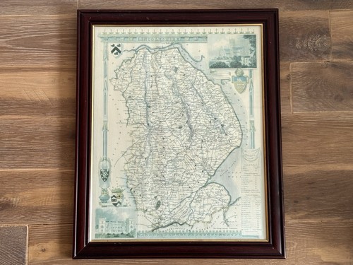 Lincolnshire county map framed - lincolnshire,