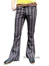 Mens FLARES Grey Black Striped