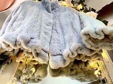 SEGA MINK FRILLS & BABY BLUE SUPER SOFT FUR MINK COAT JACKET UK10