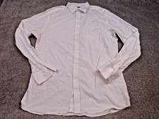 Jeff Banks Shirt Mens 16.5" 42cm White Slim Fit Pure Cotton Long Sleeve Smart