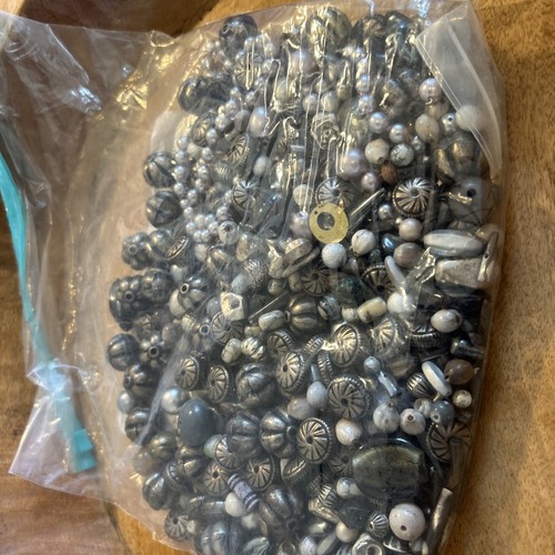 600g vintage grey beads - vintage,
