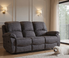 Grey Fabric Suede Recliner Electric Sofa Collection 3+2+1 Suite