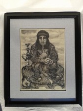 John Lennon framed print, plate and mug. Limited edition. Signed by the artist. 
