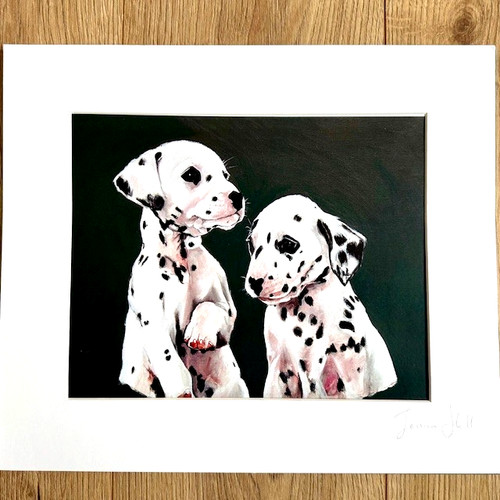 Dalmatian puppies signed print - dalmatian,