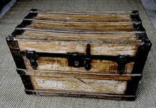 Antique Oak Travelling Chest, Original Hinges And Locks 1800s