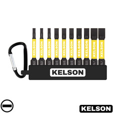 10pcs Mixed Slotted Flat Head 50mm Impact Screwdriver Bit Set V2 1/4" KELSON