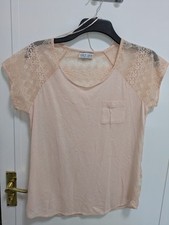 MARKS & SPENCER Indigo Collection PEACH & LACED BACKED  T-shirt Size 14 USED VG