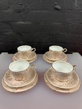 4 x Aynsley Salmon Pink Leaves