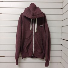 The Superdry Orange Label Men's Hoodie Burgundy Grit Full Zip Size UK Large