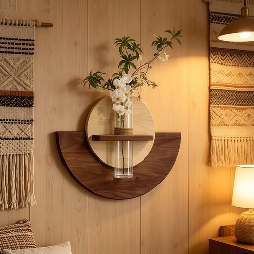 Wood wall mount flower - wall,