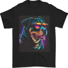 A Cool Rottweiler With Glasses Dog Mens T-Shirt 100% Cotton