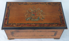 Large Antique Swiss Made Decorative Cylinder Music Box Empty Case Vintage