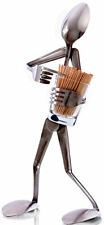 Toothpick Holder Metal Silver Freestanding Spoon Figure