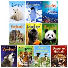 Usborne Beginners Animals Series Collection 10 Books Set Sharks, Bears Hardcover