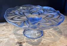 Vintage Cake Stand Blue Glass