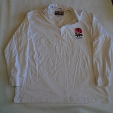 Cotton Traders Classics England Rugby Shirt White Cotton Long Sleeve Men's L Lar