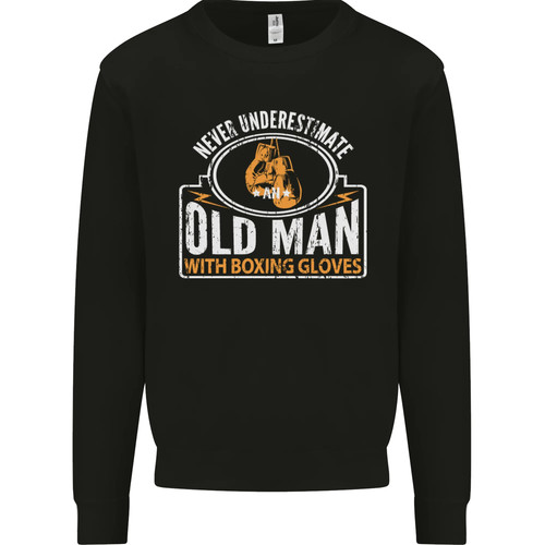 Old man with boxing gloves - an,