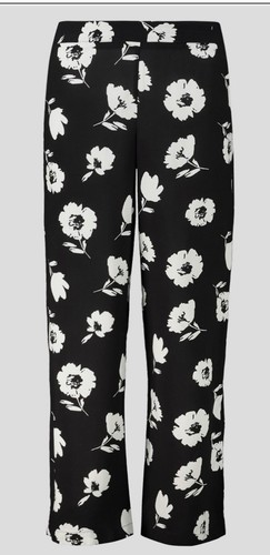 Black and white floral print - black,