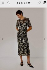 Jigsaw Black And Gold Shimmer Mesh Dress M 12/14