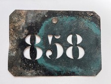Vintage French Metal Industrial Number Stencil - number '858' only