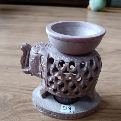 Soapstone carved elephant oil - carved,