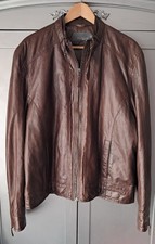 John Lewis Men's Genuine Brown Leather Jacket 